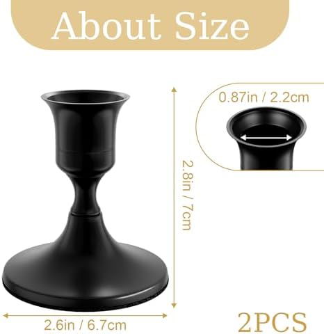 zeochyni Elegant Black Taper Candle Holders for Home Decor, Set of 2 - Image 2