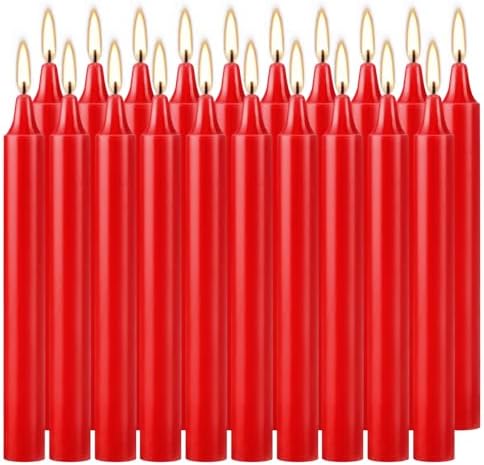 YOROXRG Set of 20 Red Candles –Spell Chime Candles for Christmas,Household, Wedding, Rituals, Prayer, Birthdays, Meditation, Altar,Party and Home Décor Candlesticks - 4 Inch Tall, Unscented (Red) by YOROXRG