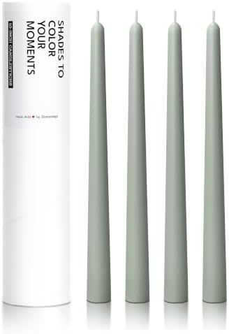 4PK 10" Classic Taper Candles, Sage Green, 7-8 Hours Long Burning, Unscented Tall Candlesticks by Unknown