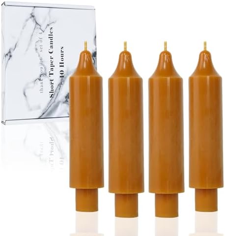 Pumpkin Short Taper Candle 6 Inch Unscented Dripless Candlesticks,Up to 10-Hour Burn,Perfect for Fall Harvest Halloween Thanksgiving Dinners Parties and Home Décor,Set of 4 by LPUSA