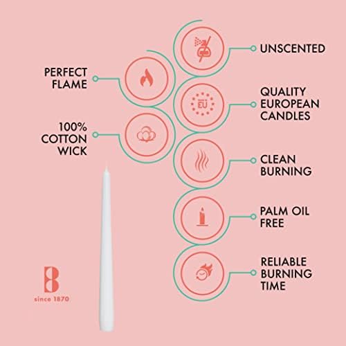 BOLSIUS 20 Count Unscented 10 Inch White Household Taper Candles - 8 Hours Burning Time - Premium European Quality - Smokeless Dripless Candlesticks - Perfect for Weddings, Parties, and Everyday Use - Image 3