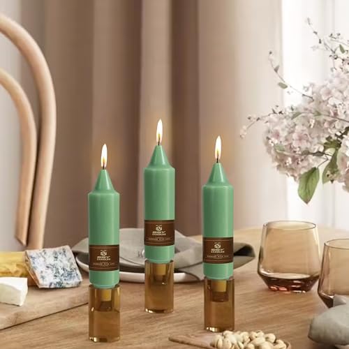 Sage Green Short Taper Candle 5 Inch Candlesticks Unscented Dripless Tapered Candle Set for Home Decor Wedding Party Dinner Candles, 4 Pack - Image 5