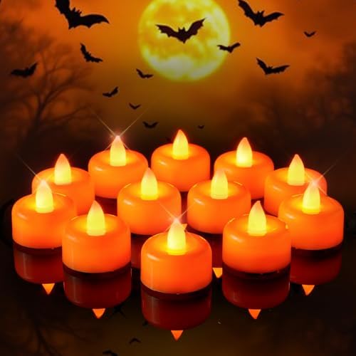 Amagic 24Pack Halloween Orange LED Tea Lights Candles Battery Operated by AMAGIC
