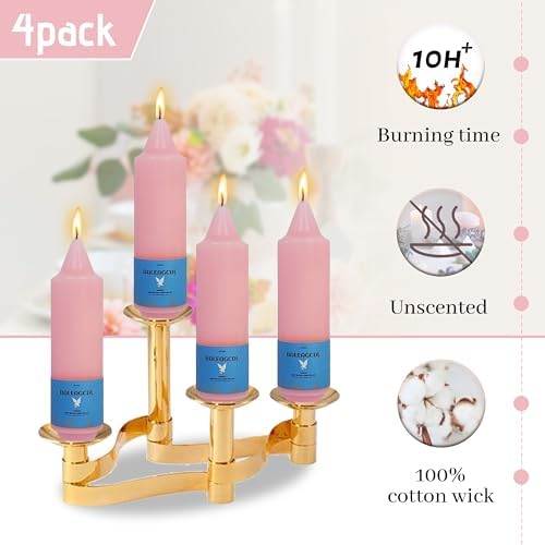Handmade Unscented Taper Candles Slow Burn Blush Pink Candle 5 Inch Short Candle Sticks Smokeless Unique Candlesticks for Weddings Gifts Home Decoration 4 Pcs - Image 4