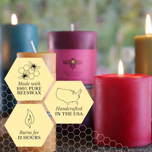 Big Dipper Wax Works 100% Beeswax Pillar Candle, 3 x 6 in, Red - Image 3