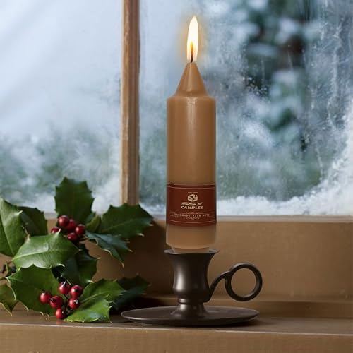 NJAO HOO Brown Short Taper Candle 5 Inch Fall Candlesticks Unscented Dripless Tapered Candle Set for Home Fall Decorations Wedding Party Dinner Candles, 4 Pack - Image 3