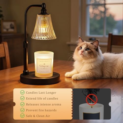 Hong-in Black Candle Warmer Lamp with Timer Dimmable,Birthday Gifts for Women,Adjustable Height Wax Melt Warmer for Jar Candles,House Warming Gifts New Home,Ideal for Office,Bedroom Home Decor - Image 2