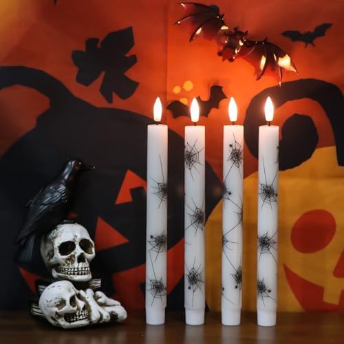 Cobweb Decal Flameless LED Taper Candles with Remote and Timer - Image 7