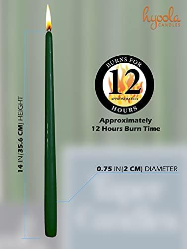 Hyoola 12 Pack Tall Taper Candles - 14 Inch Hunter Green Dripless, Unscented Dinner Candle - Paraffin Wax with Cotton Wicks - 12 Hour Burn Time - Image 2