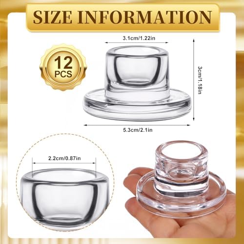 12 PCS Glass Taper Candle Holders Bulk Candlestick Holders Clear Short Tapered Candle Stick Holder Decor Set for Table Centerpiece Wedding Party Advent Christmas Home Decorations (12, Clear) - Image 2