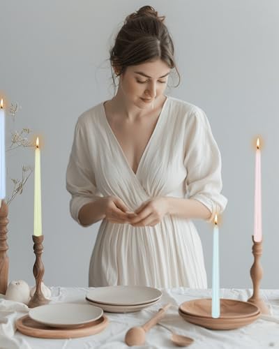10 Inch Colored Taper Candles-Dripless Unscented Wedding Tapered Candle Smokeless Candlestick Long Slow Burning 8 Hours Tall Sticks for Christmas Dinner Parties 12 Pack - Image 4