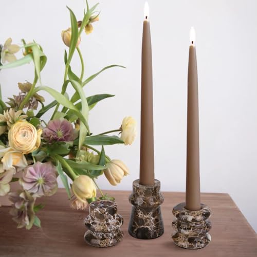 Vixdonos Marble Candle Holder Set of 3 Taper Candle Candlestick Mantle Candle Stand for Home Decor,Wedding,Party and Table Centerpieces(Brown) - Image 6