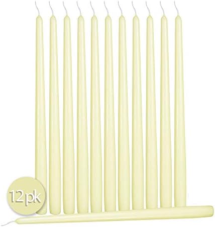Hyoola Tall Taper Candles - 10 Inch Ivory Dripless, Unscented Dinner, Paraffin Wax with Cotton Wicks - 8 Hour Burn Time (Pack of 12) - Image 2