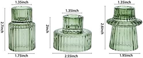 Vixdonos Taper Glass Candlestick Holders Tealight Candle Holders for Table Centerpieces, Wedding Decor and Dinner Party (3 Pcs, Green) - Image 2