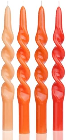 MAITREYA Orange Spiral Taper Candles Conical Stick Candles-Set of 4 for Decoration Weddings Party Church-Unscented Dripless Candles,10inch(C-Gradient Orange) by MAITREYA