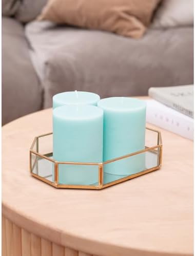 CANDWAX 3x4 inch Pillar Candles Set of 3 – Unscented Dripless Rustic Light Turquoise Candles for Table Decor, Weddings, Centerpieces - Image 5
