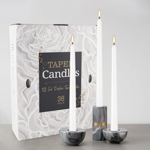 36 Pack White Taper Candles 10 Inch - Premium Unscented Dripless & Smokeless Long-Burning Candles for Wedding Decor, Fine Dining, Candelabras, Romantic Dinner, and Elegant Home Decor - Image 6