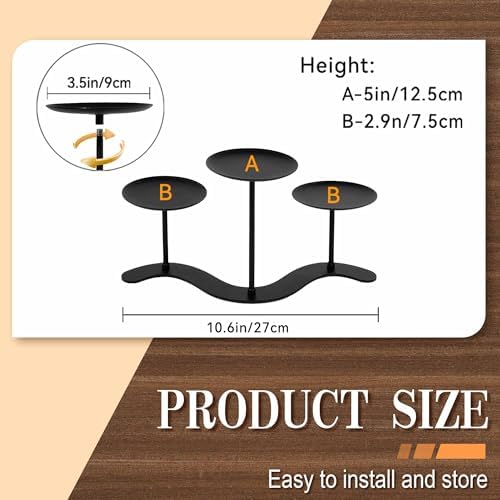 3-Arm Wave Fireplace Candle Holder, Pillar Candelabra Centerpiece - Image 3