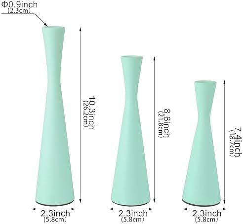 Vixdonos Taper Candle Holders Metal Candlestick Holders Set of 3 Table Mantel Decorative Candle Stand for Dinning,Party，Wedding,Home Decor(Light Green) - Image 2