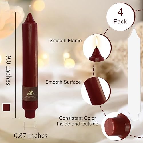Red Taper Candles Sticks Unscented 9 inch Tapered Candle Ideal as Dinner Smokeless Long Burning Candlesticks for Weddings Dinner Party Home Decor - Image 3