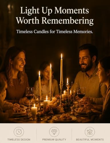 10 Inch Metallic Gold Taper Candles - Set of 12, 7-8 Hrs Long Burning, Dripless Smokeless Unscented Candlesticks, Premium Wax Blend for Wedding Christmas Dinner Parties and Luxury Home Decor - Image 4