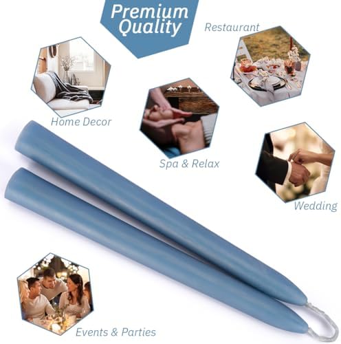 Blue Beeswax Taper Candles,8" Long Candlestick,smokeless dripless unscented Natural Beeswax Candles.for Gift,Mother's Day (Blue) - Image 3
