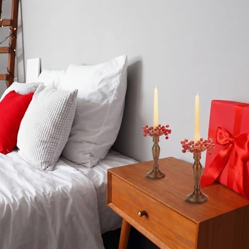 Daifunli 2 Pcs Christmas Frosted Red Berry Candle Ring Artificial Berry Wreaths for Pillar 1.25 Inch Candles Holder for Winter Christmas Country Wedding Kitchen Table Centerpiece Decor - Image 3