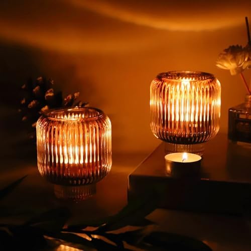 Woho Brown Votive Candle Holders Bulk of 4 for Fall Thanksgiving Decoration - Image 6