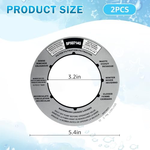 SPX0714G Pool Filter Sticker for Hayward SP0714T SP0714 SP714 Series Filter | for Hayward Multiport, Pro, and VL Series Pool Pump Sticker,Compatible with 1.5" Vari-Flo Valve or Key Cover 2-Pack