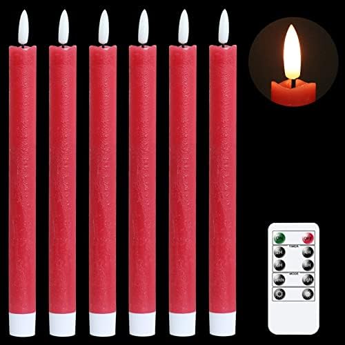 GenSwin Flameless Taper Candles LED Battery Operated Remote Timer Red by GenSwin