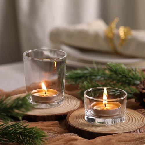 NITIME 12 Pcs Assorted Votive Candle Holders, Clear Glass Candle Holder for Floating Candles, Tealight Candle Holder for Table Centerpiece, Wedding and Party Decor - Image 5