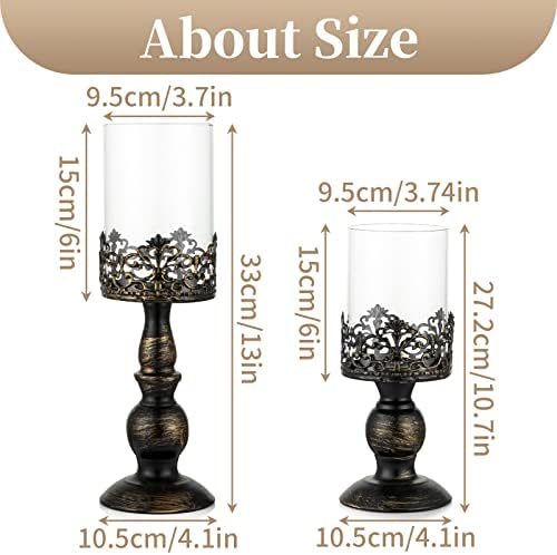 Sziqiqi Black Pillar Candle Holders: Gothic Metal Hurricane Candle Holders - Image 4
