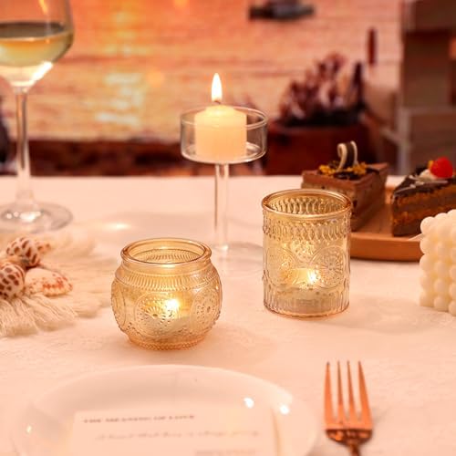 DARJEN 24Pcs Gold Votive Candle Holders - Glass Candle Holder Bulk for Table Centerpiece, Tea Lights Candle Holders for Home, Christmas Party & Wedding Shower - Image 5