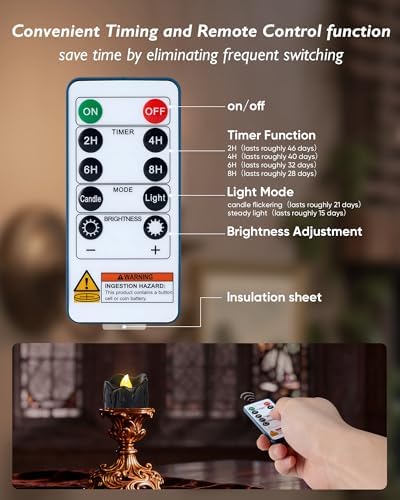Homemory 24-Pack Black Remote Flameless Battery Tea Light Candles, 400+Hrs - Image 3
