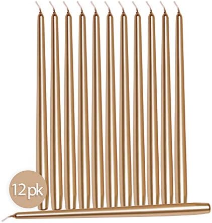 Hyoola 12 Pack Tall Metallic Taper Candles - 10 Inch Copper Metallic, Dripless, Unscented Dinner Candle - Paraffin Wax with Cotton Wicks - Image 2