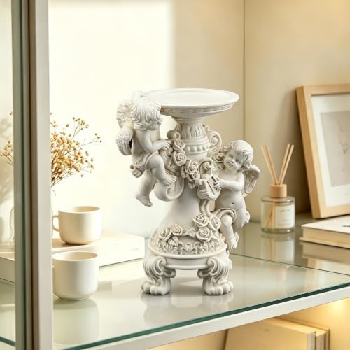 Angels Candle Holder Resin Figurine White Table Decor Unique Home Gifts - Image 4
