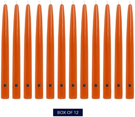 Colonial Candle Unscented Taper Candle, Handipt Collection, Pumpkin, 12 in, Pack of 12 - Up to 10 Hours Burn - Image 2