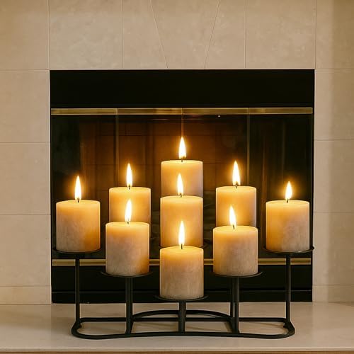smtyle Black Fireplace Candelabra, 9 Candle Holders for Pillar Candles - Image 5