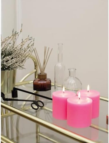 CANDWAX 3x3 Pink Pillar Candles Set of 3 - Long Burning Unscented Smokeless Dripless Pillar Candles - Pink Candle Set for Wedding, Special Occasions and Ordinary Dinners - Spring Candle Pillars - Image 6