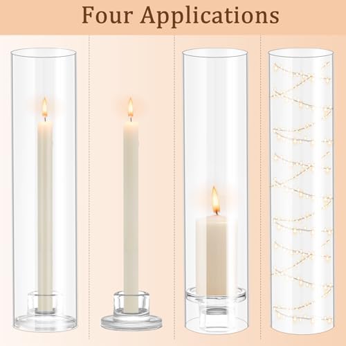 Hurricane Candle Holder Thickened Cylinder Covers Short Taper Candle Sticks Holder 2.5" D × 11" H Glass Tall Candlesticks Holders Centerpiece for Wedding Dining Table, 10 Pcs - Image 3