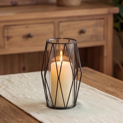 NUPTIO Black Geometric Hurricane Glass Candle Holder, 1 Piece by Nuptio