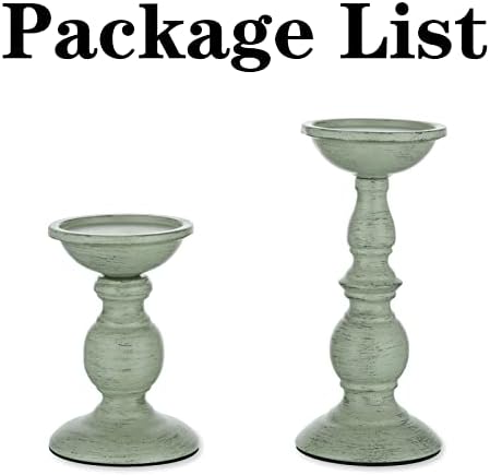 Sziqiqi Pillar Candles Holders for Table Centerpiece, Set of 2, Sage Green - Image 7
