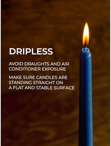 CANDWAX 12 inch Tapered Candles Set of 12 - Dripless and Smokeless Candle Sticks - Dark Blue Candle - Image 3