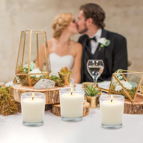 12 Packs White Votive Candles with Clear Glass Holder - Image 5