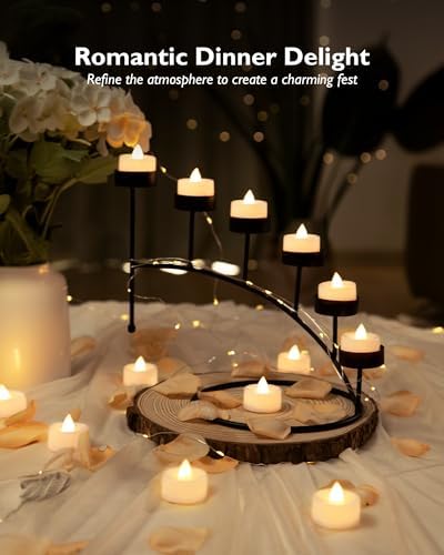 BEICHI 12Pcs Flameless LED Tea Lights with Remote & Timer,White Base,400Hrs - Image 4