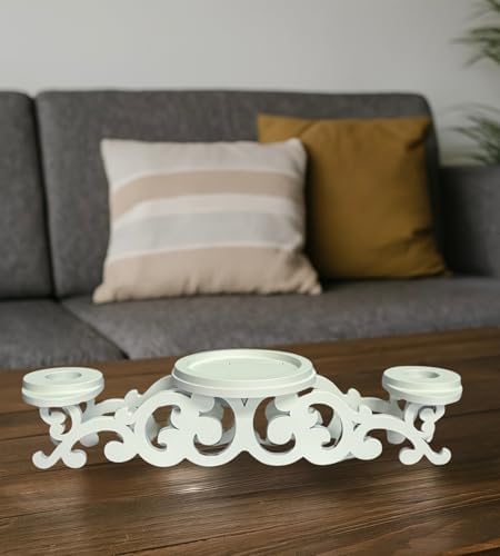 Wooden Unity Candle Holder – Solid One-Piece Triple Candle Stand – Handcrafted from Natural Wood – Painted in Safe Premium White Finish – Fits 2 Taper (0.80”) & 1 Pillar Candle (3”) - Image 5