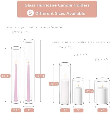CYS EXCEL 6 PCS (H:16" D:3") Open Ended Clear Glass Hurricane Candleholder Tube Lamp Shade Open Flame Candlestick Holder Chimney Tube Cover Bottomless Cylinder - Image 7