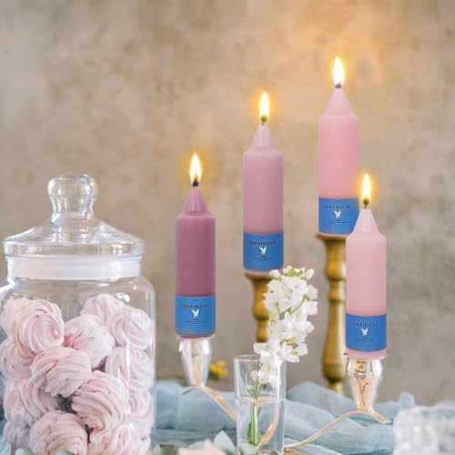 Smokeless Candlesticks Short Taper Candle,Unscented 5 Inches Gradient Pink Candle Sticks Dripless Tapered Candles for Home Décor Gifts - Image 2