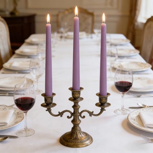 12-Pack Dusty Purple Taper Candles, 10 Inch Unscented Dripless Candlesticks, Long-Lasting Burn Time of 7-8 Hours, Perfect for Home Décor, Weddings, and Events - Image 4