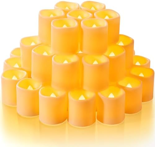 Homemory 50 Pack Ivory Flameless Flickering LED Votive Tealights Candles by Homemory